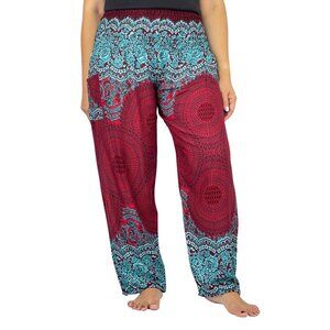 Smocked Boho Palazzo Style Pants - Bamboo Rayon Beachwear Breathable Flowy Soft